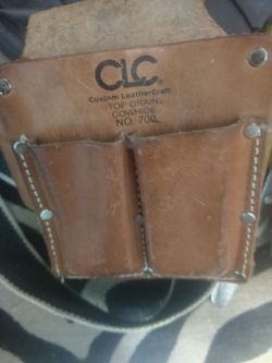 Leather tool pouch with tools
