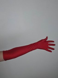 Long red silk gloves