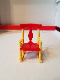 Dollhouse rocking chair renwal red and yellow