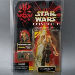 STAR WARS E1 JAR JAR BINKS NABOO SWAMP with FISH with COMMTECH CHIP