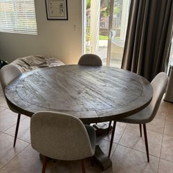 Antique Mid-century Dining Table And Chairs