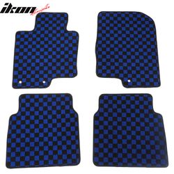 Fits 2011-2014 Hyundai Sonata Anti-slip Floor Mats Checkered Carpet Black Blue Plaid