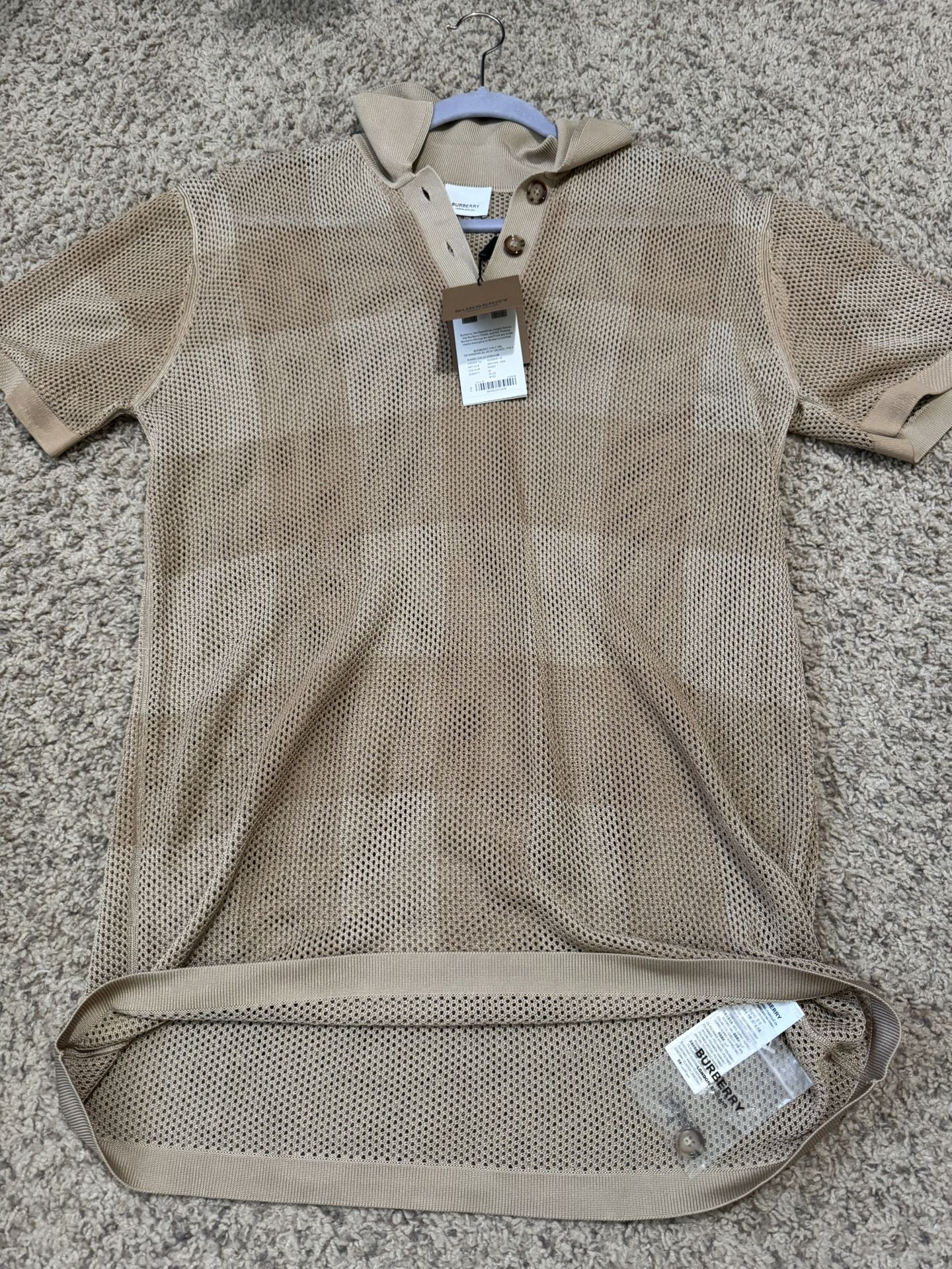 Burberry Beige Zadey Check Polo in Honey