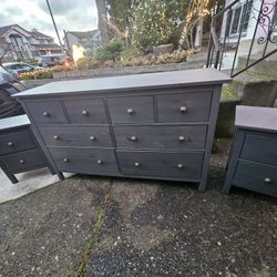 IKEA-HEMNES dresser and two nightstands.