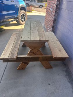 Wooden Outdoor Picnic Table with Benches