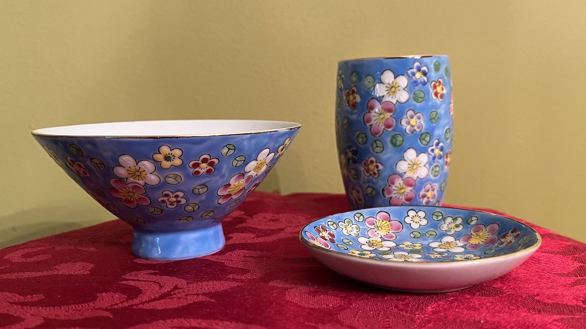 Vintage CMI Inc Chadwick Small Porcelain Three Piece Teaware Bowl, Plate, Cup