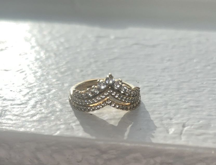 Pandora Timeless Wish Tiara Ring with Sparkling Wishbone Ring