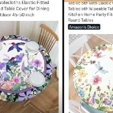 40/52 Round Tablecloth W/ Hummingbird Dragonfly Design 