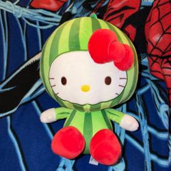 Hello Kitty Sanrio Watermelon Plush (12” x 11”) Green and White stripes