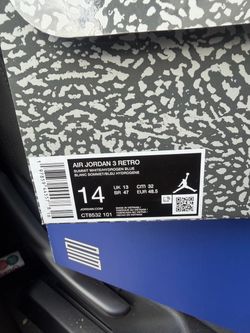 Air Jordan 3 Retro Summit White Hydrogen Blue Size 14