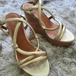 H&M Women's Gold Wedges Sandals Shoes Size 5