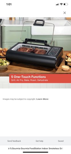 New Gourmia GGA2120 FoodStation Indoor Smokeless Grill with Guided