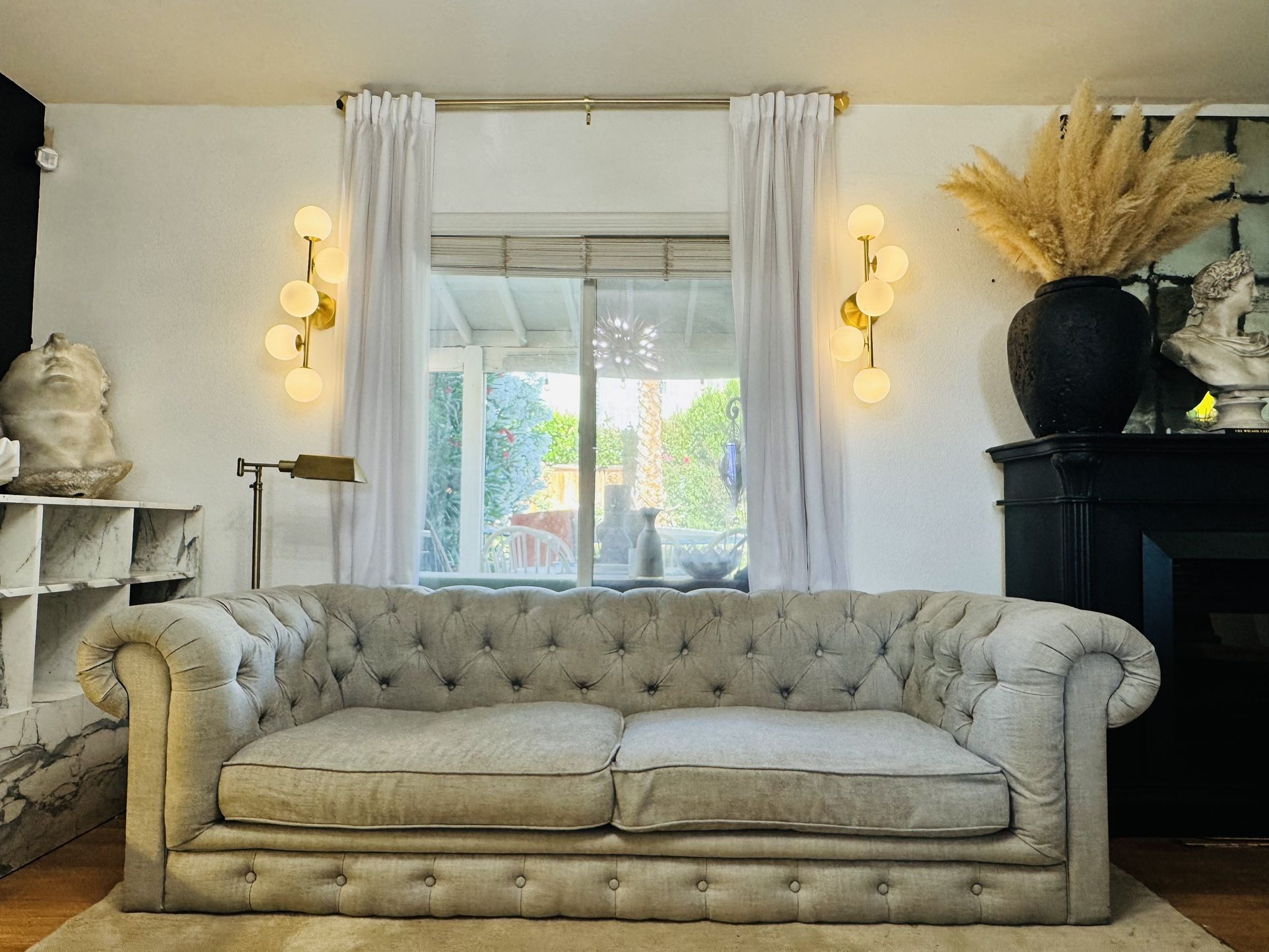 RH Gray Tufted Sofa