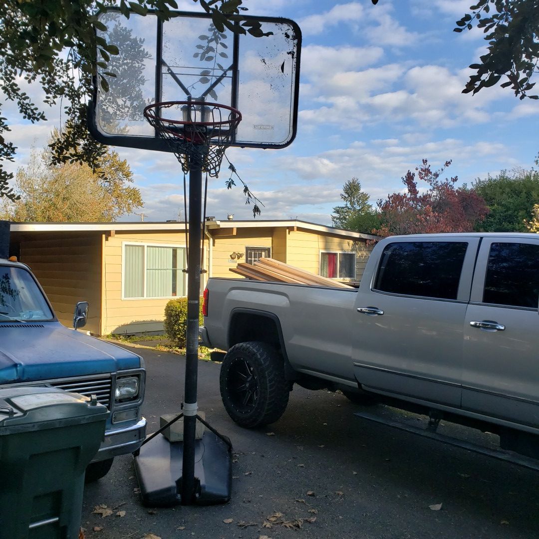 FREE , Basketball Hoop. used still in great shape. small crack on edge of backboard. and its adjustable. FREE