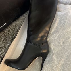 Brand New Black Knee-High Heeled Boots 
