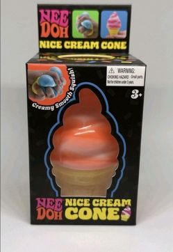NeeDoh Nice Cream Cone ORANGE Ice Cream Swirl Squishy Toy