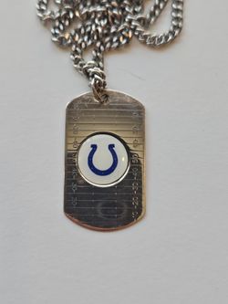 Indianapolis Colts 925 Sterling Silver Dog Tag Pendant Necklace