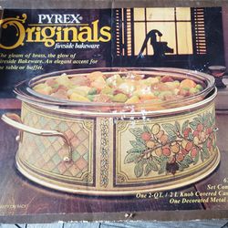 NIB Vintage 6245-F Pyrex Originals Fireside Bakeware Set 2 Quart Casserole