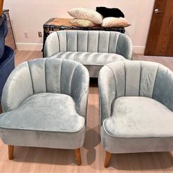 Gray Velvet Living Seating Chairs 