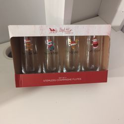 Christmas Themed Champagne Flutes (Stemless)