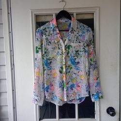 Express Portofino shirt Women's  Sz Small Multicolor convertible sleeve