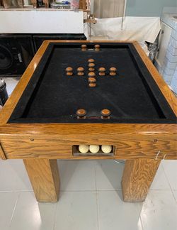 Oak and slate bumper pool table