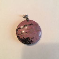 Pink and black quartz pendant