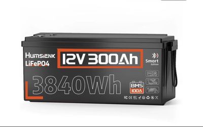 Humsienk 12V 300Ah LiFePO4 Battery (Bluetooth & 100A BMS)