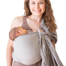 Baby Sling and Ring Sling 100% Cotton Muslin Infant Carrier, Front and Chest Newborn Carrier Wrap, Toddler Carrier – Grey
