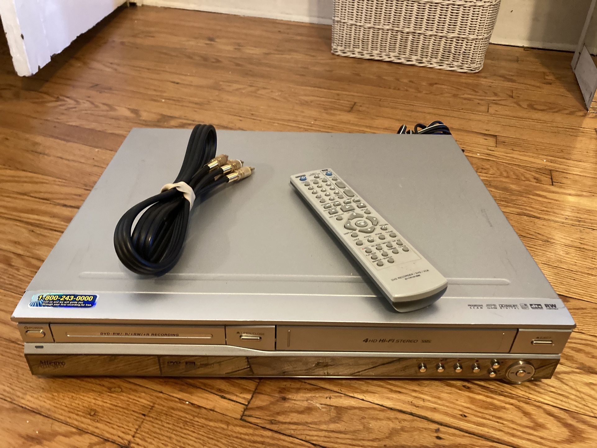 Allegro By Zenith ABR521 VHS Player/Recorder DVD Player recorder Combo with remote fully tested