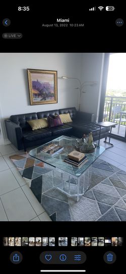 Ikea black leather couch with chaise