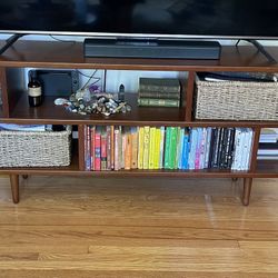 Ashlyn Walnut Brown Wood TV Stand/ Bookshelf