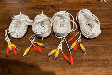 (Set of 4) 60ft Siamese BNC Security Camera Cables - White - 4K/8MP HD Ready Product Overview This listing is for four (4)  new 60ft  BNC extension ca