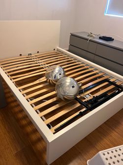 White Bed Frame with Slatted Base