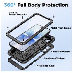 Waterproof Case for iPhone 14 Pro Max, Heavy Duty Durable Metal Full Body Built-in Screen Protection Case Shockproof Dustproof Rugged Military Grade D