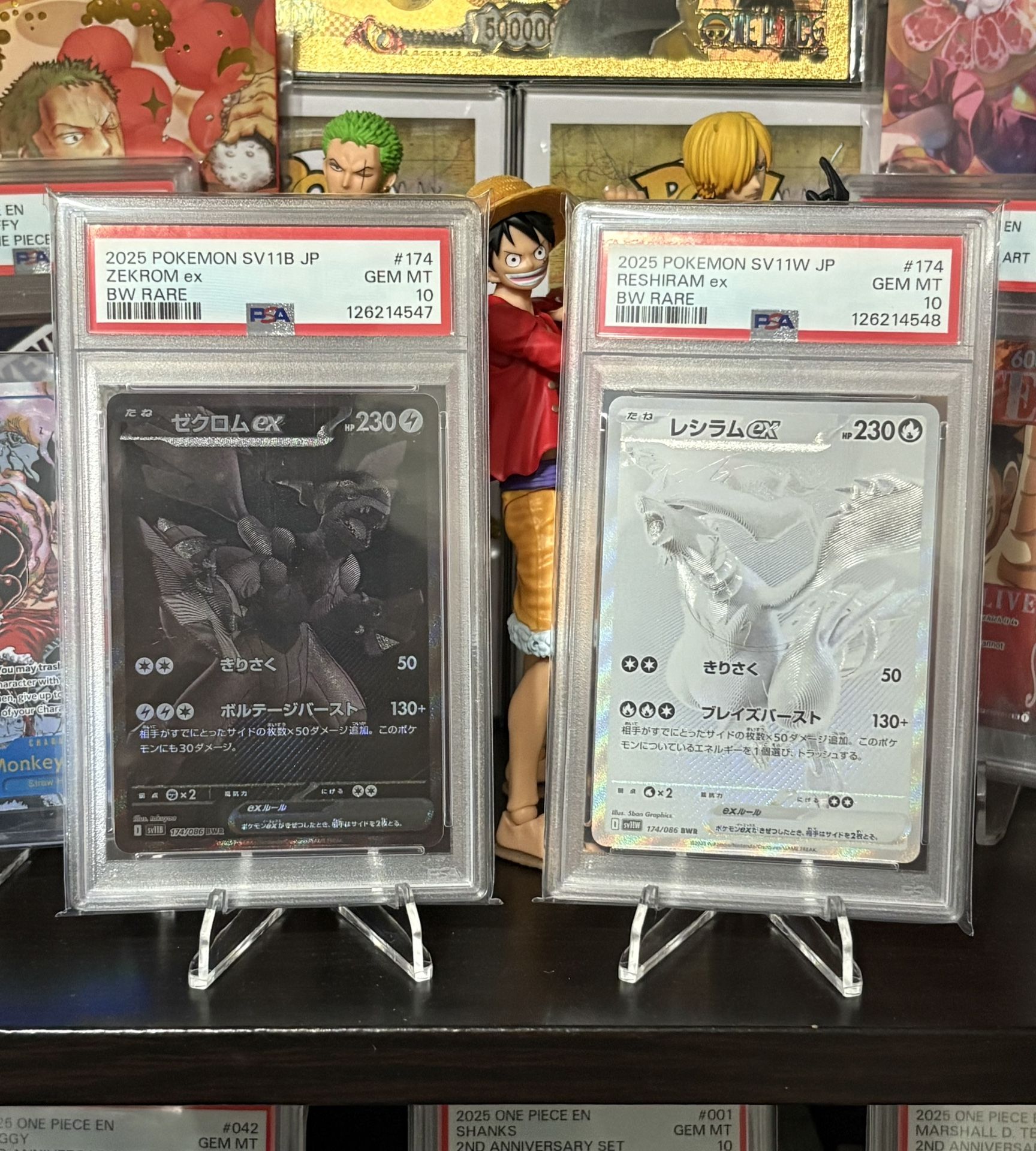 Zekrom Ex And Reshiram Ex BWR sequential Pair PSA 10 Pokemon Black Bolt White Flare