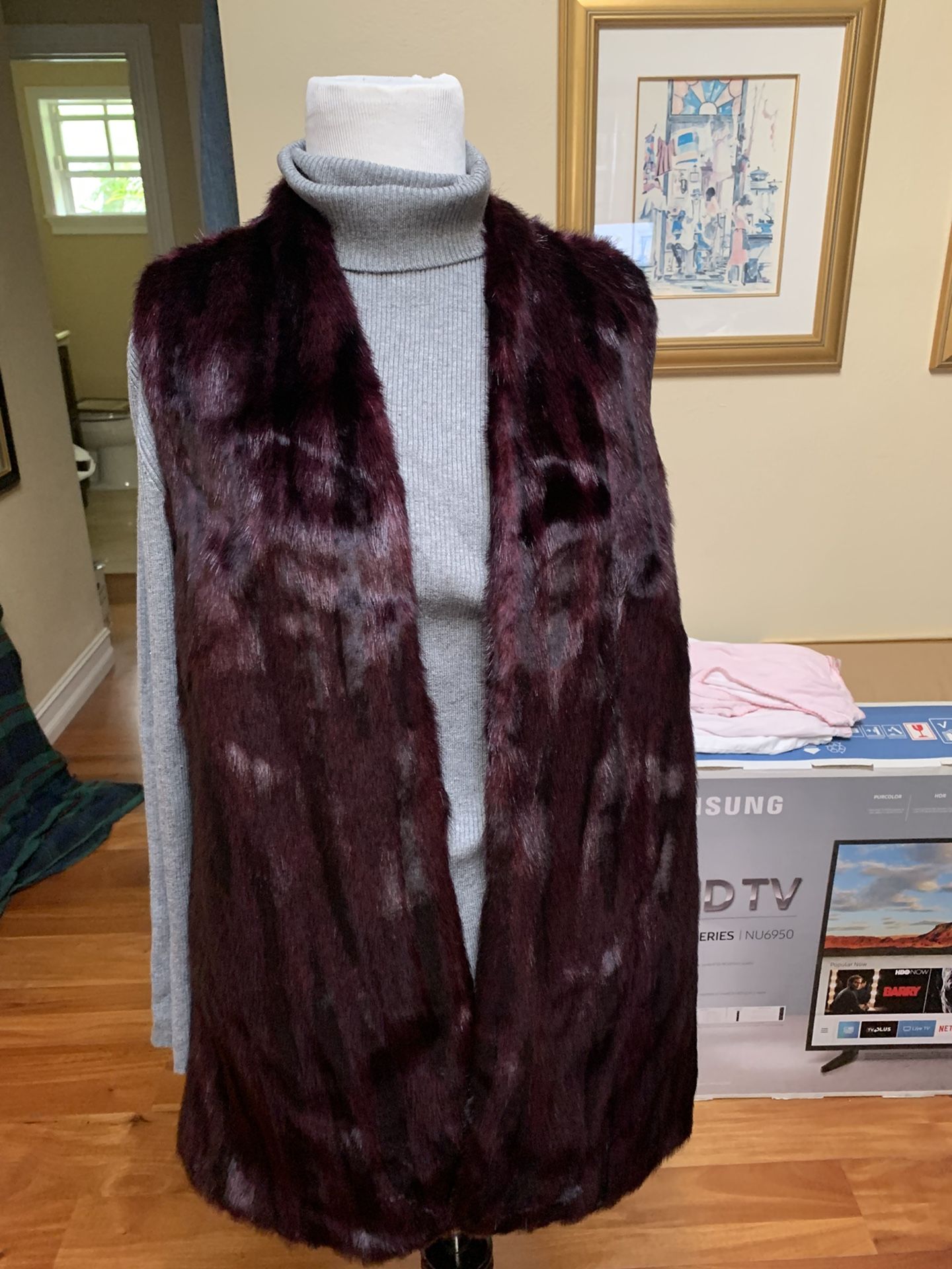 Long Faux Fur Vest Brand New With Tag Size S/M/L