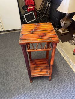 Small bamboo table for plant or vase