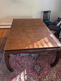 Wood Dining Table with Cabriole Legs