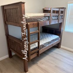New Twin Bunk Bed With Mattresses 
