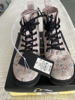 Art Class Floral Kids Boots - Pink and Black