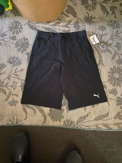 PUMA Boys size 14 black shorts 4-way stretch water repellent quick dry