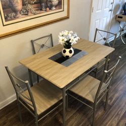 Gray Dining Table Set With 4 Chairs 