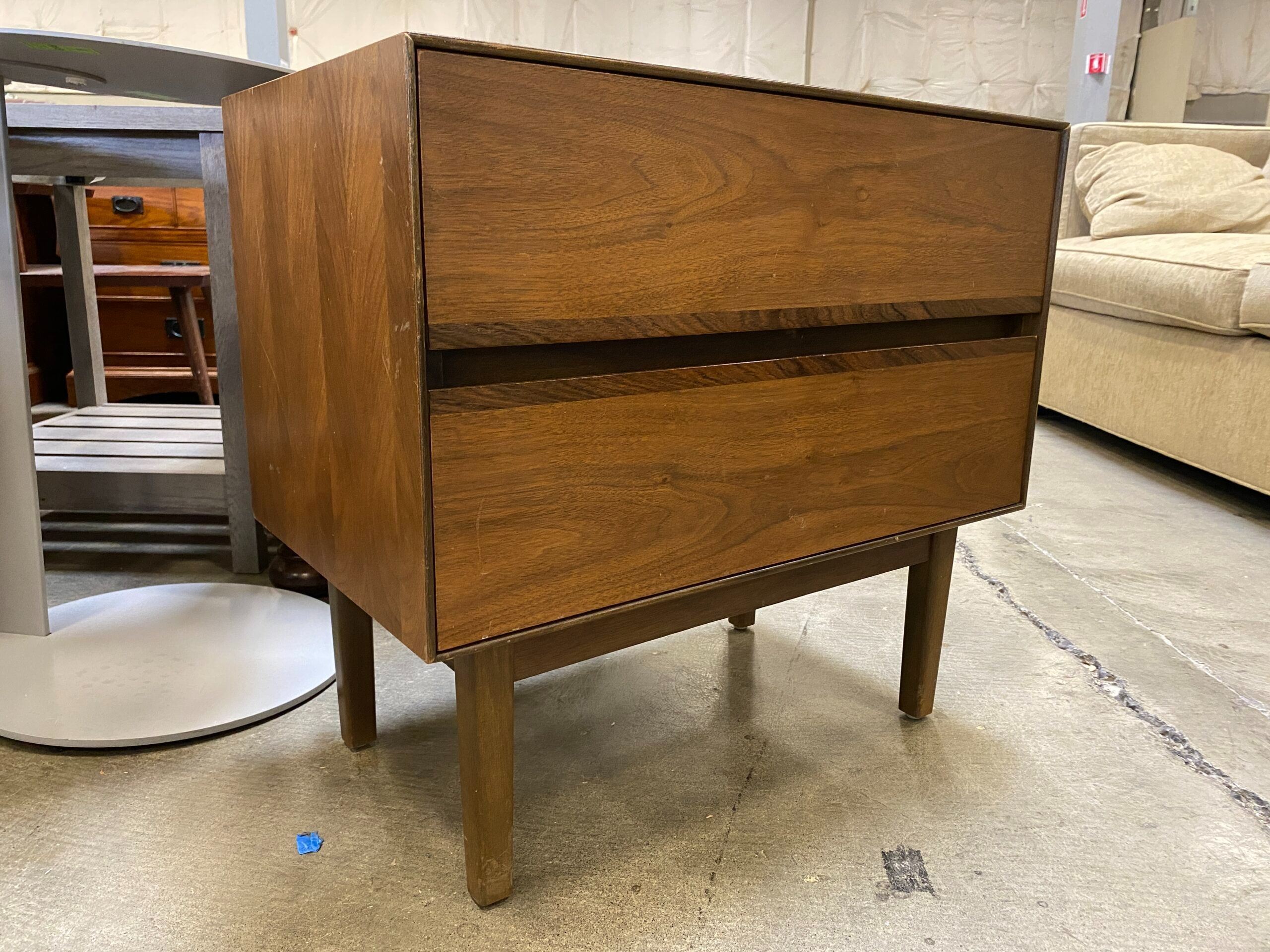 STANLEY Vintage Mid-Century Modern Walnut Nightstand