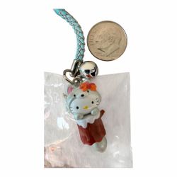 Rare Hello Kitty Sanrio Japan Gotochi Netsuke Hokkaido Fox Charm Keychain NWT