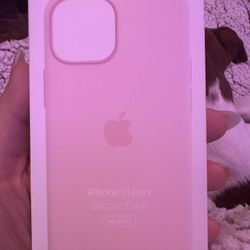 Pink iPhone 13 mini silicone case with MagSafe