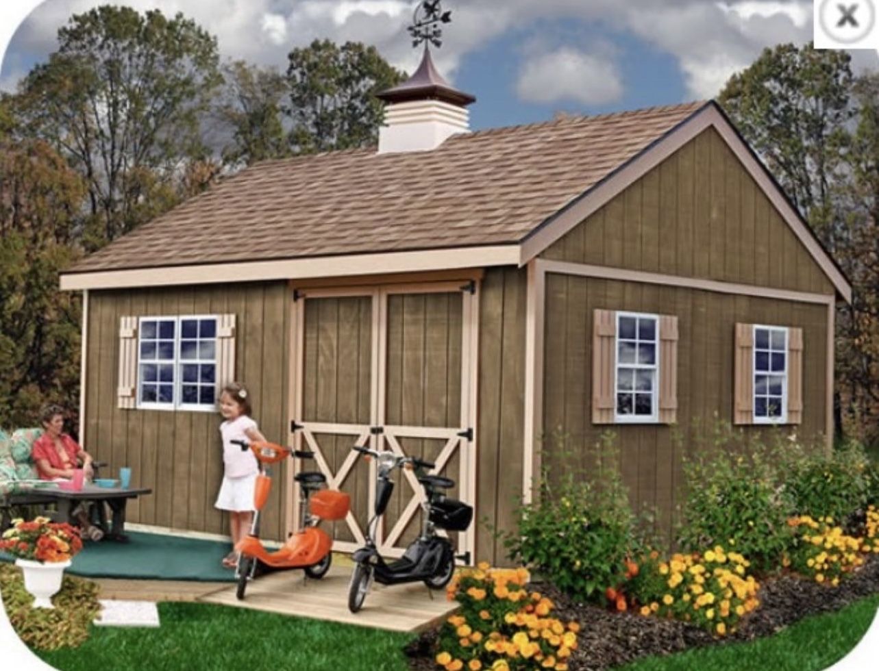 New Castle 16x12 Wood Storage Shed Kit - ALL Pre-Cut