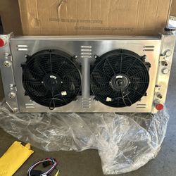 4 Row Aluminum Radiator for 1 Chevy/GMC C10 C/K/R/P/V 10/20/30/1500/2500/3500 Pickup Suburban Van 6.2 V8, Radiators with Electric Fan Shroud T