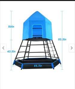 Jungle gym with platform and tent
