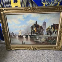 Large Canvas Painting Signed